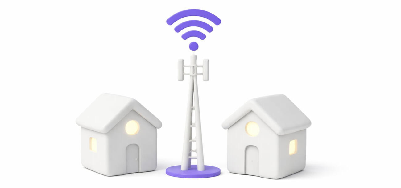 Two 3D clay houses with a wireless signal