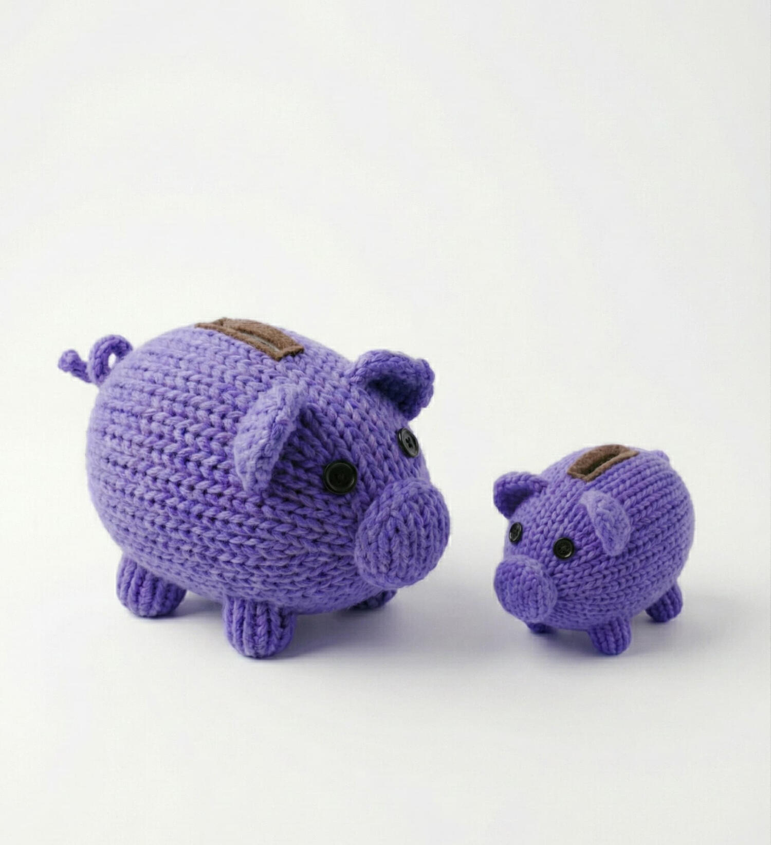 Purple Knitted Piggy Bank